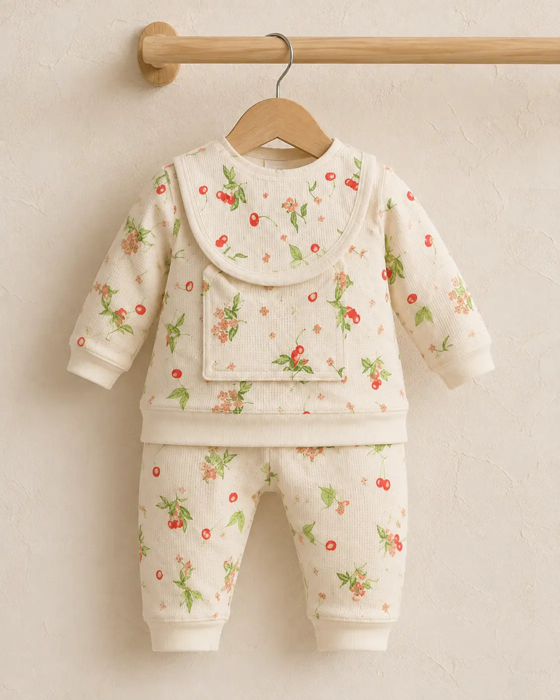 Newborn China Printed Waffle Knit 3-Piece Dress Set